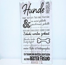 Wanddeko mit tollen Hundesprüchen Wandbild Hunde weiß schwarz Holzdeko 