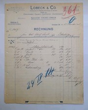 Lobeck&co Schokoladenfabrik Dresden Sachsen          Brief,Rechnung 1923
