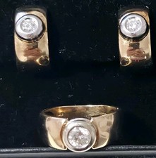 Caren Pfleger-Star-Designerin Gold/Diamant Schmuck Set Ohrclipse+Ring   