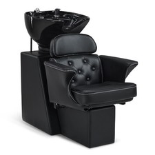 BarberPub Friseurstuhl mit Waschbecken 8692 (Schwarz/Kunstleder)
