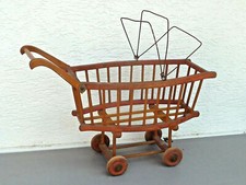 alter Puppenwagen / Puppen-Kinderwagen aus Holz, 30er/ 40er Jahre