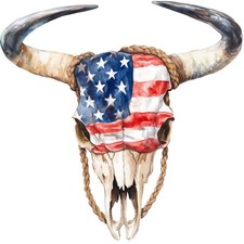 Cow Skull with US Flag Wall