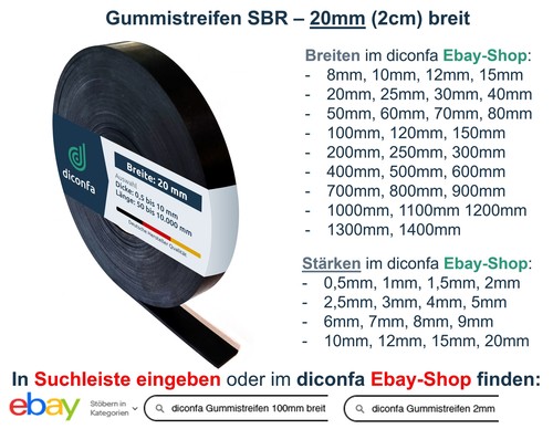 Gummistreifen 20mm 2cm breit - ,