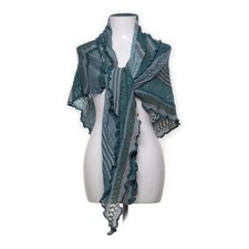 Invero, Schal, Damen, Merinowolle, Grün/Grau/Blau/Mehrfarbig, 120 cm, 100 #vfN