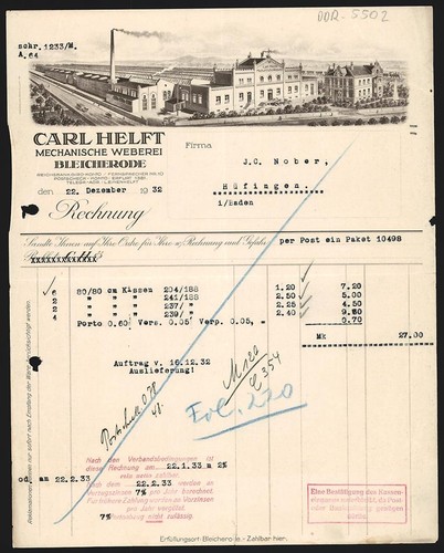 Rechnung bleicherode 1932 - rechnung,