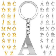 Schlüsselanhänger Buchstaben silber oder gold A-Z Initialen Alphabet Edelstahl