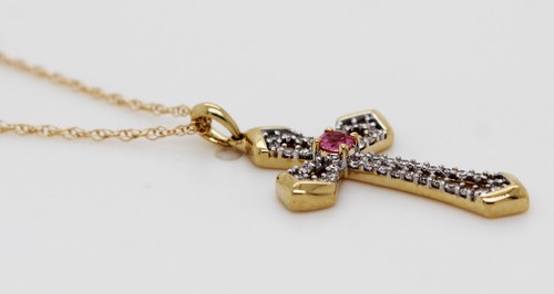 Kreuzkette gold 375 pinker - gold,