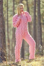 Pink cable knit catsuit mohair