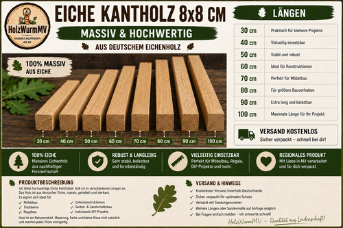 Eiche kantholz 8x8 - cm, –