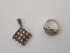 Garnet Pendant + Ring 925