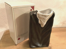 Eschenbach Bavaria Vase schwarz weiß mit goldenem Dekor Porzellan 25 cm