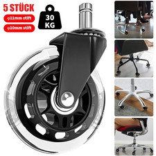 BÜROSTUHLROLLEN 10MM & 11MM HARTBODENROLLE STUHLROLLEN CHEFSESSELROLLEN GUMMI