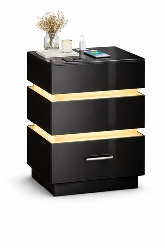 Nachttisch schwarz led - nachttisch,