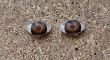 alte Puppenaugen Flachschalenaugen Kunststoffaugen ca. 12 mm x 7mm , braun