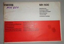 Teilekatalog / Ersatzteilliste Deutz Fahr Maishäcksler MH 600
