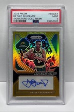 2023 Panini Prizm Signatures Gold Detlef Schrempf SuperSonics 03/10 PSA 9