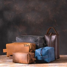 Personalisierte Leder Kulturtasche Herren Kosmetiktasche Hängende Kulturbeutel