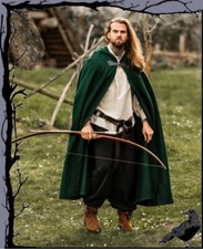 Mittelalter Woll Umhang mit Fibel und runder Kapuze - Erasmus  Leonardo Carbone