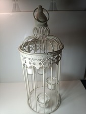 Creme Vogelkäfig Kerzenhalter