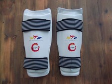 Schienbeinschutz PU weiß Schienbeinschoner  Karate Taekwondo Kickboxen Größe M