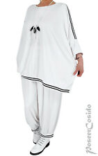LAGENLOOK Stripes Tunika Long-Shirt L-XL-XXL-XXXL 42 44 46 48 50 52 54 56 weiß
