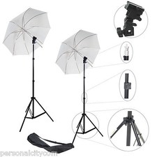 Studioset Studioblitz 2xW968 Blitzhalter Halter+Stativ+Schirm f.Blitzgerät Blitz