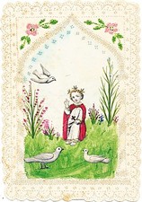 Andachtsbild,Klosterarbeit mit Spitzenrand Jesuskind sehr selten Alter??