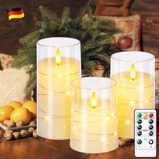 LED Kerzen mit Fernbedienung Farbwechsel Timer Echtwachskerzen Sicher 3er Set DE