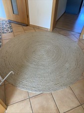 Teppich Rund Natur aus Jute Boho Handgefertigt Naturfaser Ethno Wohnzimmer
