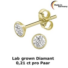 Einzel Ohrstecker Lab Grown Diamant 0,10 ct. 585 Gold 3,3 mm NEU 14 Karat