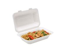 Bagasse Burger Box 9" x 6" Lebensmittelbehälter zum Mitnehmen Boxen Öko kompostierbar HB10