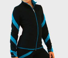 Chloe Noel Spiral Eiskunstlaufjacke, Kind XL/Erwachsene XS, schwarz/türkis J36