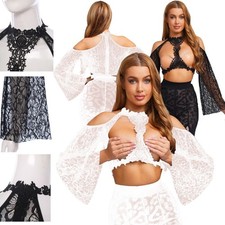 Frauen Cardigan Steampunk Schal Gotisch Crop Tops Mittelalterliche Bluse Bolero