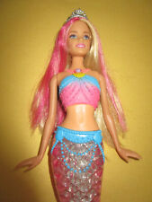 B350) PINK-BLONDE BARBIE MEERJUNGFRAU MATTEL FESTES OBERTEIL+FESTE FLOSSE+KRONE