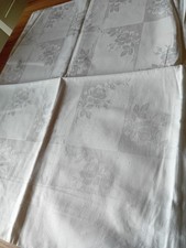 Aussteuer Bettwäsche Weiß 6Tlg. Damast Stoff Rosen Unbenutzt Shabby Landhaus JDL