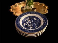 Antike Doulton & Co Weidenmuster Schalen, 6er Set, Pre Royal Doulton, blau