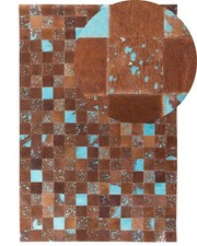 Patchwork Teppich braun/blau