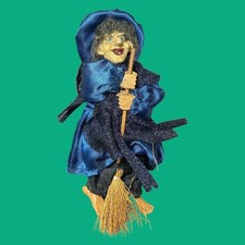 Hexe mit Besen, Halloween Dekofigur, Magier, 17 cm #