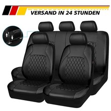 9 Stück Auto Sitze PU-Leder Sitzbezüge Sitzbezug Schonbezüge Schwarz Universal