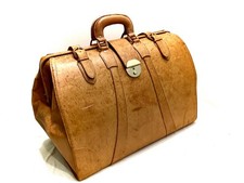 Vintage Braune Leder Arzt/Doktortasche Hebammentasche Reisetasche 50 x 35 x 28cm