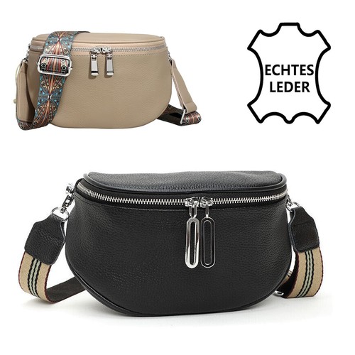 Big crossbody bag echt leder - crossbody,