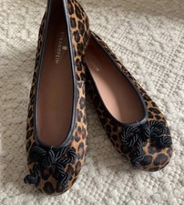 Strandfein Pumps Ballerinas rund schleife 38 5 mIu Leopard Leo schwarz pReTtY