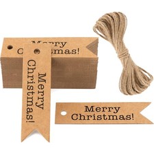 Geschenkanhänger Weihnachten 100 Stück Papieranhänger Tags 7x2cm Braun