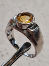 Ringe Silber 925 modern massiv gelber Stein Citrin? unisex Gr. 66 / 21 mm