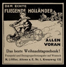 Alte Werbung Reklame 1924 Fliegende Holländer Seifenkiste M. Löffler Altona
