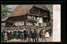Peterzell, eine Schappel-Hochzeit in Volkstrachten, Ansichtskarte 
