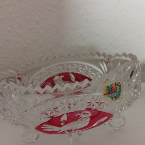 Ovale red bird kristallschale - bird,