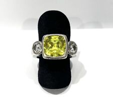 925/- Silberring, Peridot, Kissenschliff, Zirkonia, Gr. 55, guter Zustand
