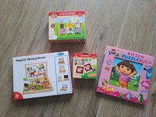 4 Spiele für Kleinkinder: Magnetspiel, Holz Memo, Puzzlebuch, Steckspiel