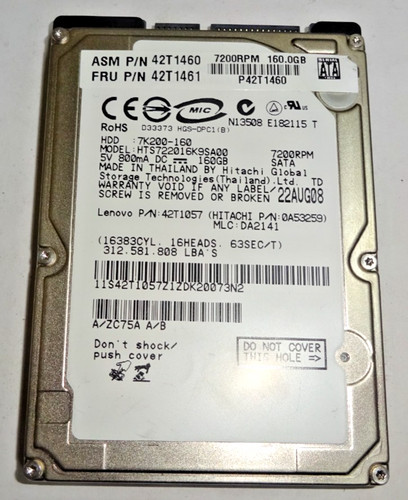 Hitachi hts722016k9sa00 - hitachi, ***hts722016k9sa00***